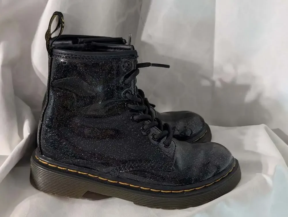 Dr. Martens 1460 Glitter J Black Patent Boots Youth US 13